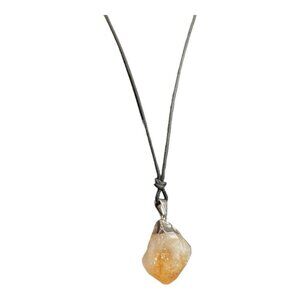 Raw Citrine Crystal Pendant Necklace Natural Healing Stone Energy Amulet